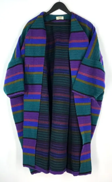 Women's MISSONI DONNA Wool Coat Multicoloured Relaxed Fit Overcoat UK 12 US 8