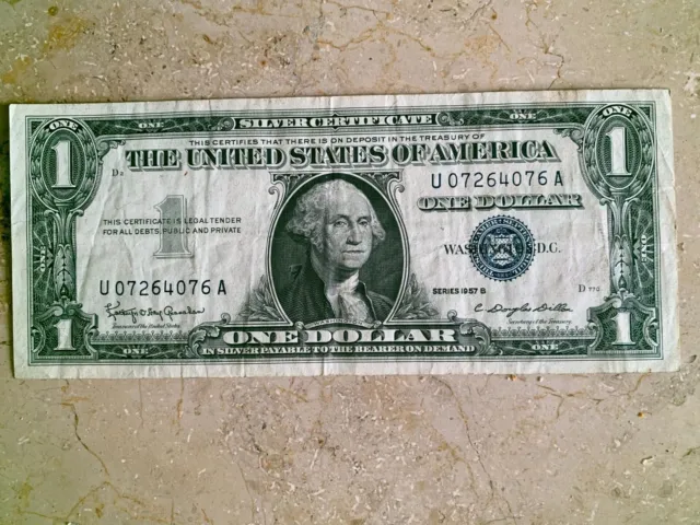 1957-B $1 One Dollar Silver Certificate Blue Seal Avg