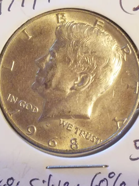 1968 D Kennedy Half Dollar 40% SILVER  high grade