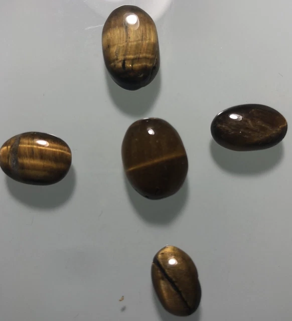 5 pc Natural Tiger Eyr Oval cut Cabochon Gemstone Tiger Eye 32 TCW (total Carat)