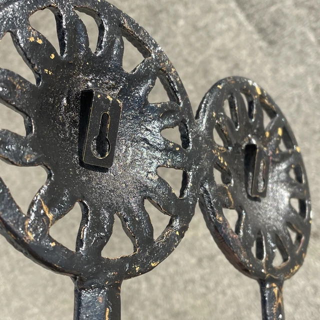 Red Wrought Iron Cast SUN CELESTIAL Double Hook Coat Wall Rack Vintage❤️blt7j1 8