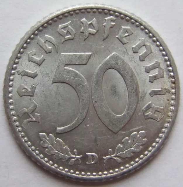 Münze Deutsches Reich 3. Reich 50 Reichspfennig 1944 D in Vorzüglich
