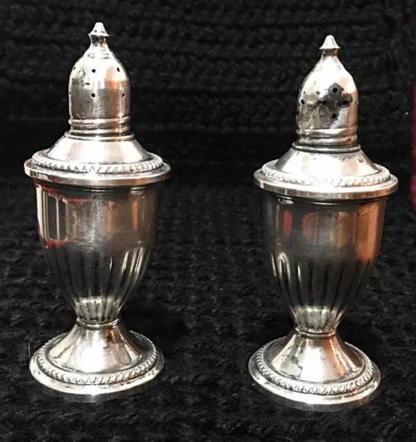 Pair of Vintage Sterling Silver 1920-1940s  Salt and Pepper Shakers Weighted