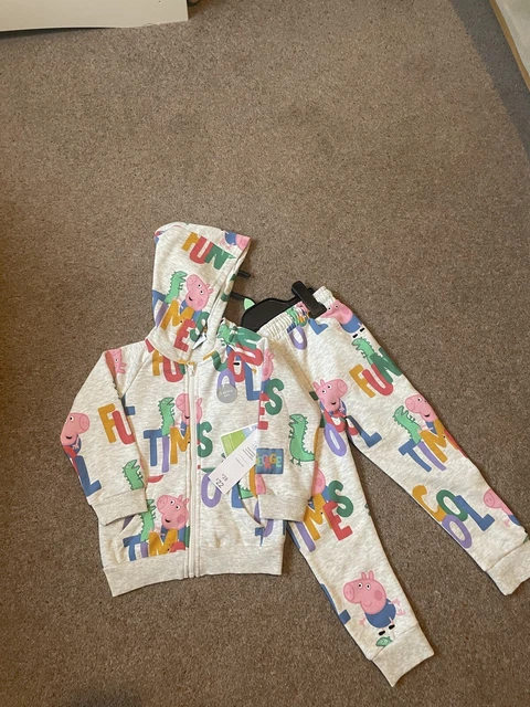 F&F Tesco Peppa Pig Set 2 pezzi ragazzi ragazze jogger ed età superiore 3-4 anni nuovo con etichette