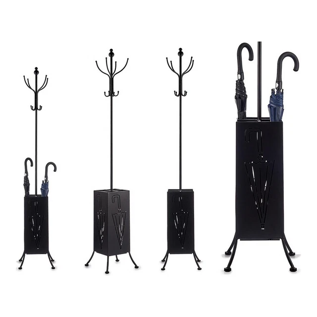 Guardaroba appendiabiti portaombrelli nero metallo 34 x 188 x 34 cm