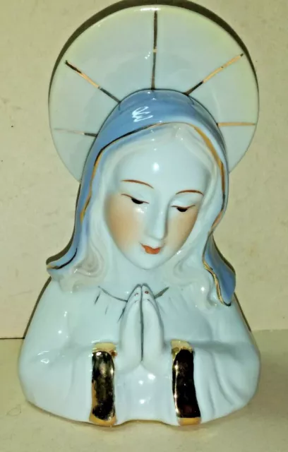 Statuetta In Ceramica Di Madonna  Filettata  Oro Zecchino Epoca Anni 50