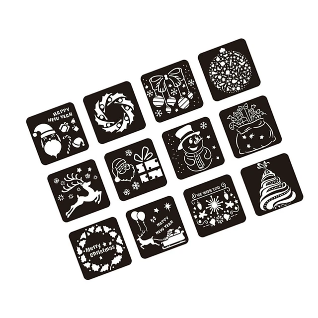 12 Pcs Weihnachten Zeichnung Vorlage Sammelalbum Urlaub Schablonen