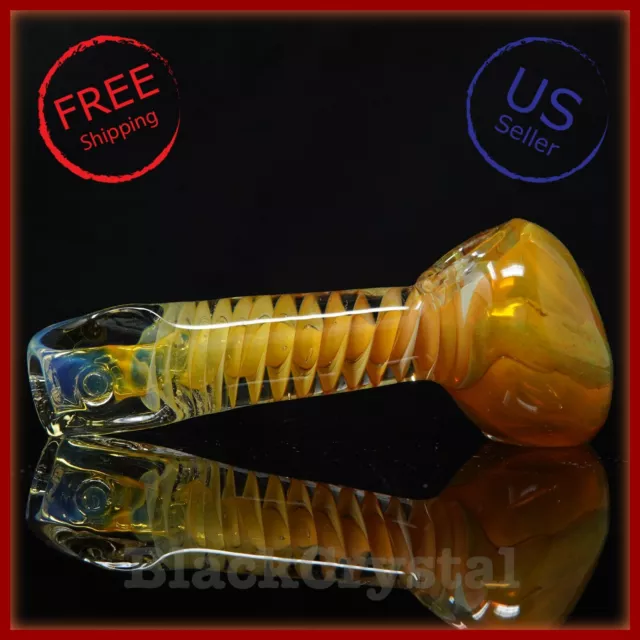 5 inch Handmade Gold Swirl Thick Heavy Hammer Tobacco Smoking Bowl Glass Pipes