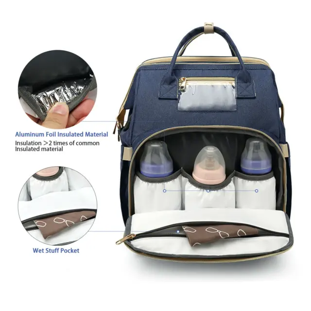 3 in 1 Baby Diaper Bag Backpack with Changing Station for Boy Girl Waterproof 10