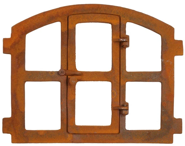 Fenêtre De Grange à Rabat En Fer Forgé, Style Antique, Couleur Gris Rouille, 50x75cm (Neuve)