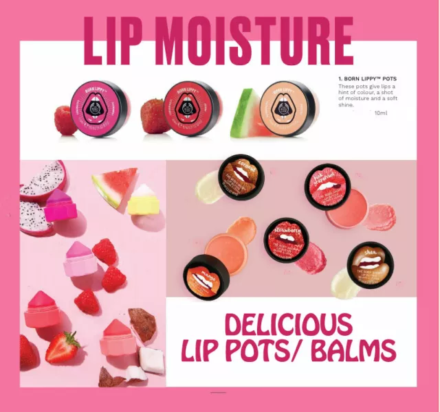 Body Shop Born Lippy Lip Butter Balm Gloss Moist Watermelon Strawberry Shea++