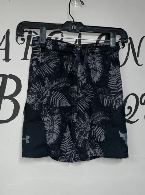 Boys Under Armour Sweat Shorts Black Gray Ysm Small