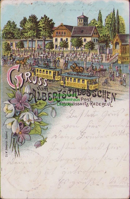152609 AK Litho Gruss vom Albertschlösschen Post Oberlössnitz - Radebeul 1904