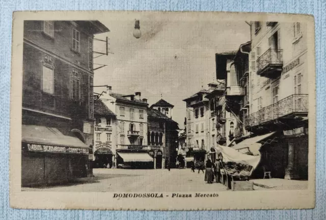 Cartolina Domodossola Verbania Piazza Mercato Fp Inizi '900