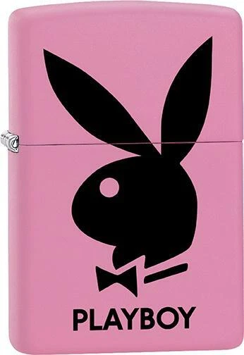 Zippo Windproof Metal Design Fire Lighter - Playboy Silhouette on Pink Base