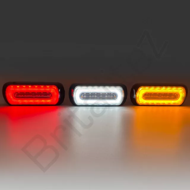 Dual Function LED Amber Warning Light with Halo Ring ECE R65 R10 flashing strobe