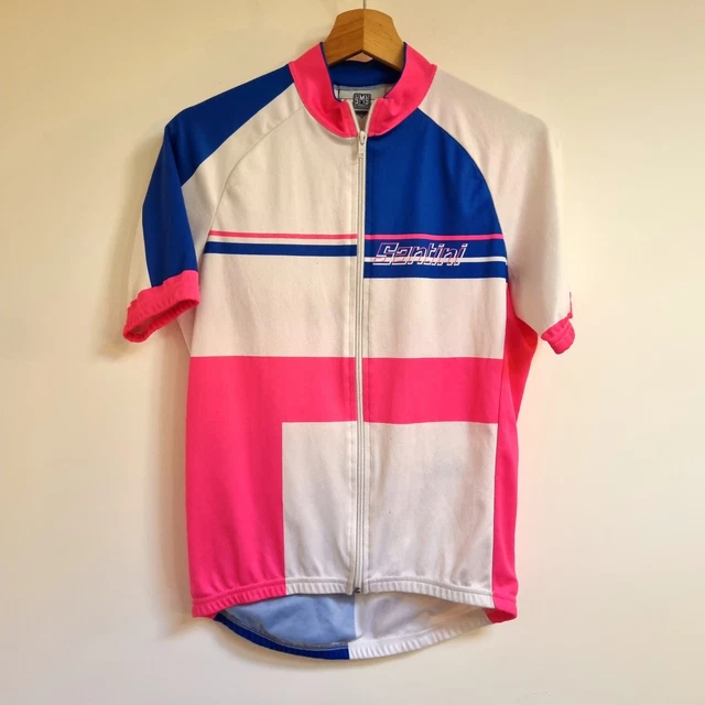 Maillot Cycliste Santini Vintage - Homme XL - Bleu/rose - Lampre Panaria Colnago 94