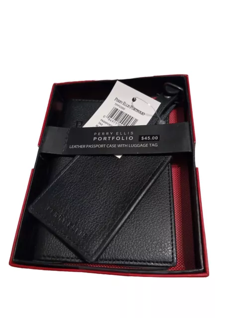 PERRY ELLIS PORTFOLIO Passport and Luggage Tag in Gift Box, Black #4 ...