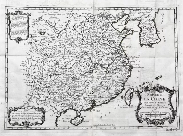 China Chine Taiwan Asia Korea Asien Asie map Karte carte Bellin engraving 1748