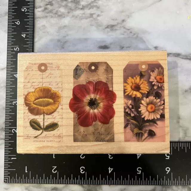 Rubber Stamp DELTA 3 Flowers Gift TAGS