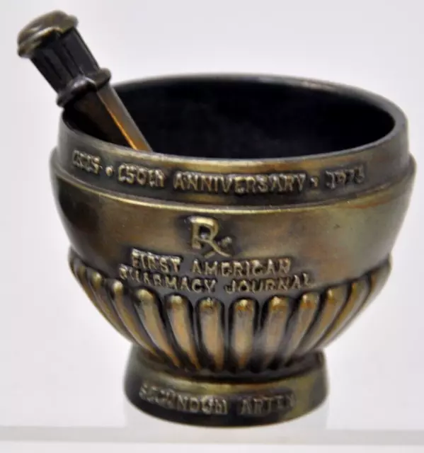 Vtg 1975 150 Anniversary American Journal Pharmacy MORTAR & PESTLE Brass
