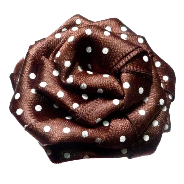 pince barrette cheveux femme Fleur Marron satin rétro chic polka dots pois blanc