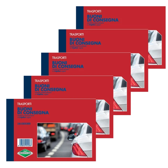 Blocco Buoni Di Consegna Autoricalcanti 33x3 - 5 Pezzi Da 100 Fogli | Formato A5 Per Ufficio