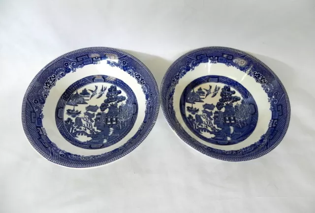 Johnson Bros WILLOW Blue Cereal Soup Bowls 6.25" ENGLAND (Set of 2)