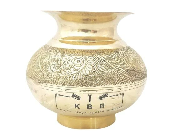 HANDMADE RARE BRASS Water LOTA Pooja Kalash Embossed EUR 135,13 ...