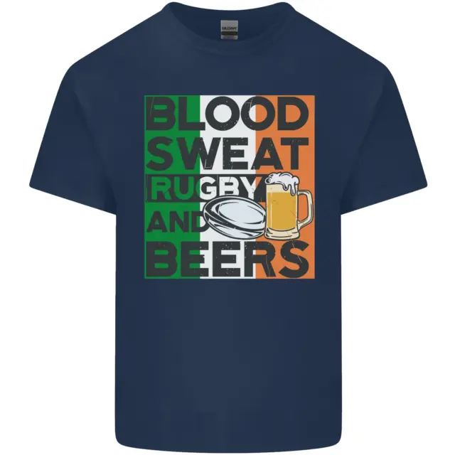 T-shirt top Blood Sweat Rugby and Beers Ireland divertente da uomo cotone 3