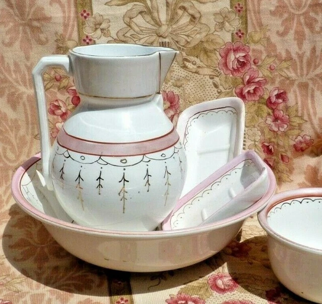 Lot De 6 Pièces Pour Toilette De Poupée En Porcelaine - Dinette Ancienne - Accessoires Miniatures