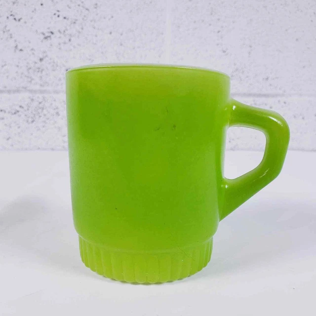 Vintage Anchor Hocking Fire King Stackable Mug Apple Green D Handle