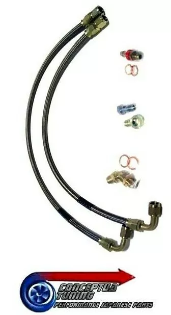 Braided Turbo Water Feed & Return Lines for R33 GTST Skyline RB25DET