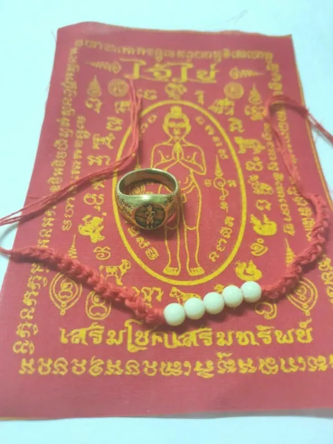 Ring Kuman thong I Khi Size US 10 Free Phat Yant Bracelet Thai amulet Buddha
