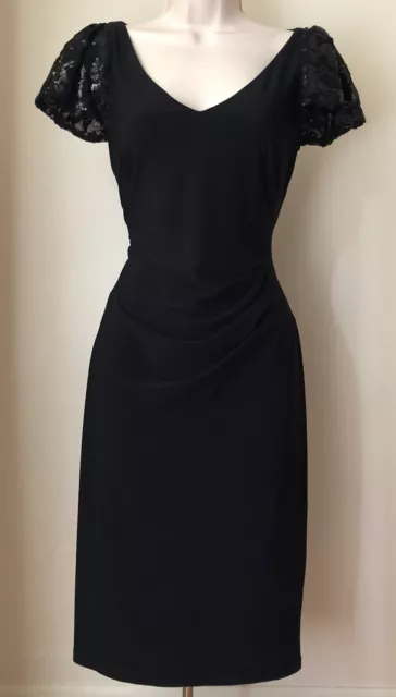 Lauren Ralph Lauren Sequin Sleeve Black Sheath Dress NWT Size 6