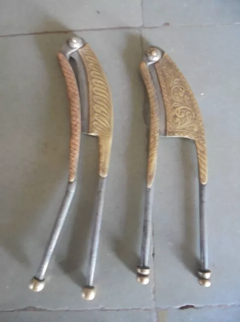 2 Pc Vintage Iron Handcrafted Big Brass Fitted Fine Betel Nut Cutter/Sarota