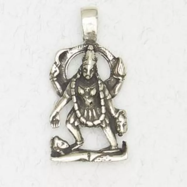 Kali Goddess of Destruction Pewter Ancient Hindu Deity Silver Pendant