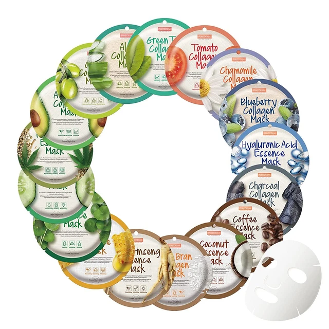 PUREDERM Collagen Essence Sheet Mask 17 Packs Combo - Easy Type Korean...