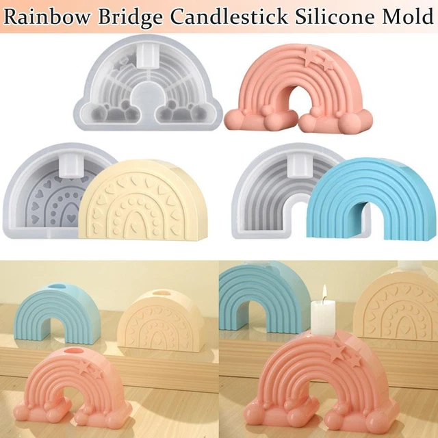 Rainbow/Bridge Shaped Candlestick Silicone Molds DIY Plaster Cement Candle J1N0