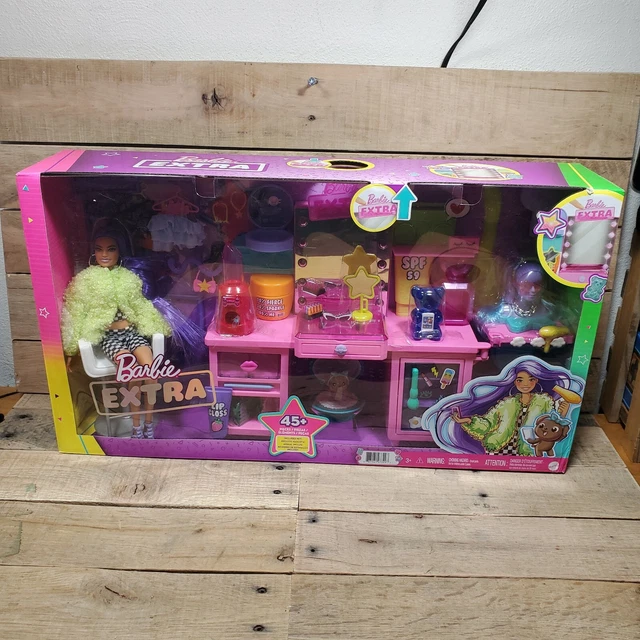 BARBIE EXTRA Doll & Vanity Playset w/ Exclusive Doll/ Puppy & 45