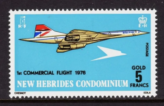 NEW HEBRIDES 1976 Concorde, British Airways Emblem (1v Cpt) MNG