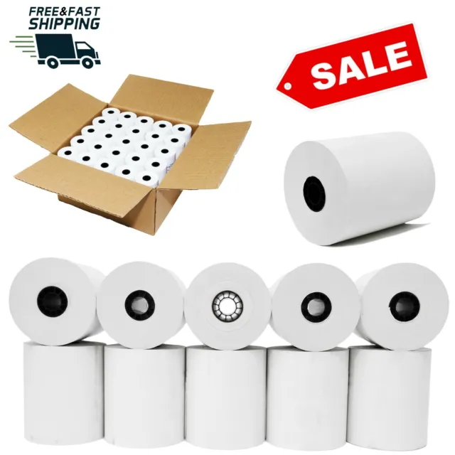 Thermal Paper Receipt Rolls 3-1/8" x 230' White 50 Rolls POS Cash Register Tape