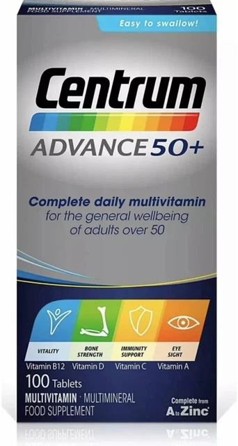 CENTRUM ADVANCE 50 Plus Multivitamin Tablets, Pack of 100 Brand New ...