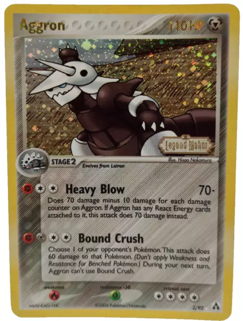 Pokemon Aggron Stamp Holo EX Legend Maker 2/92 Light Played Englisch