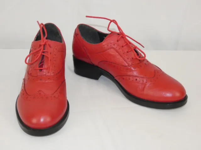 CLARKS Chaussures à Lacet Derbies Rouge Cuir Taille 36 Etat Neuf