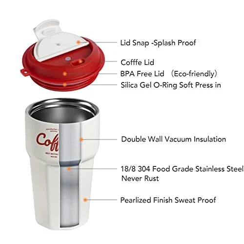 16 Oz Vacuum Sealed Steel Thermos Insulated Coffee Cup Travel Mug Spill Proof 3