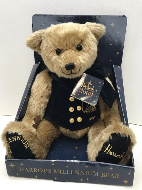 HARRODS UK Millennium 2000 Teddy Bear Plush wi/ Tags in Original Box Vintage