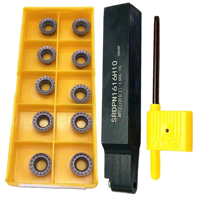 1 Set Of SRDPN1616H10 Turning Tool Holder And RPMT10T3MO RPMW R5 Turning Insert
