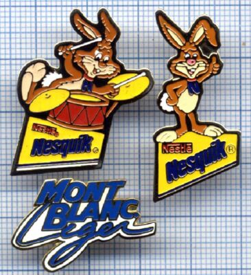 LOT PIN'S NESTLÉ mascotte Quicky CHOCOLAT NESQUIK Mont Blanc Lapin ...