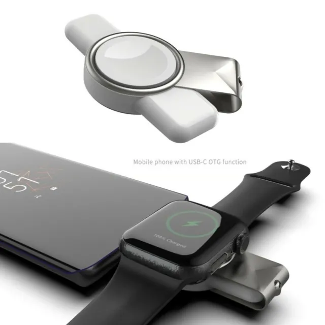 USB & USB-C Dual Port Magnetic Wireless Charger For iWatch 2/3/SE/4/5/6/7 Watch